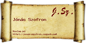 Jónás Szofron névjegykártya
